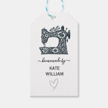 Floral sewing machine clothing hang tags