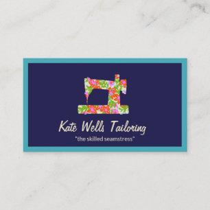 Floral Sewing Machine Seamstress Calling Card