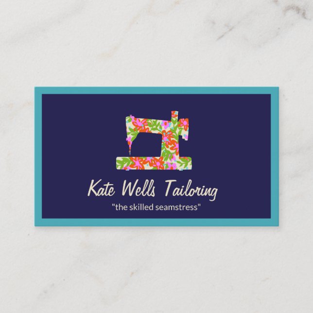 Floral Sewing Machine Seamstress Calling Card (Front)