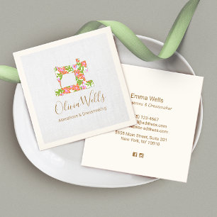 Floral Sewing Machine Seamstress Calling Card