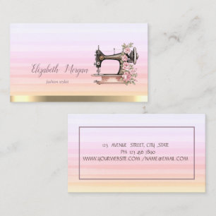 Floral Sewing Machine Stripes Ombre Business Card