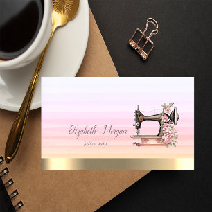 Floral Sewing Machine Stripes Ombre Business Card