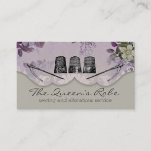 Floral sewing thimbles embroidery seamstress business card