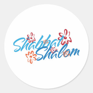 Floral Shabbat Shalom Classic Round Sticker