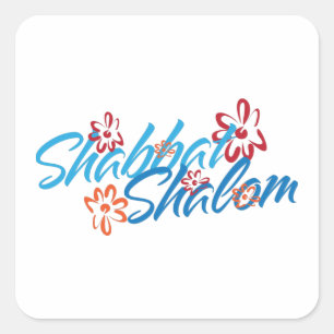 Floral Shabbat Shalom Square Sticker