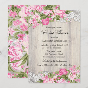 Floral Shabby Chic & Lace Bridal Shower Invite