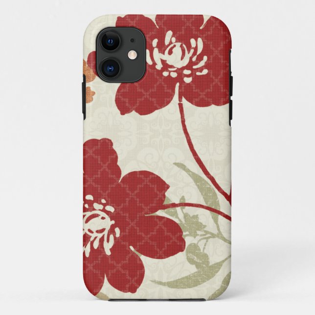 Floral Shadows in Red and Orange Case-Mate iPhone Case (Back)