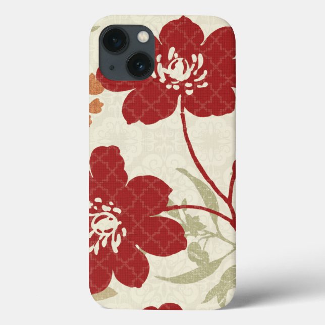 Floral Shadows in Red and Orange Case-Mate iPhone Case (Back)