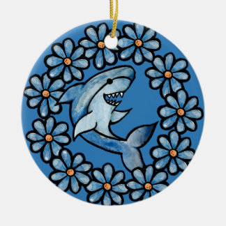 Floral Shark Ceramic Tree Decoration