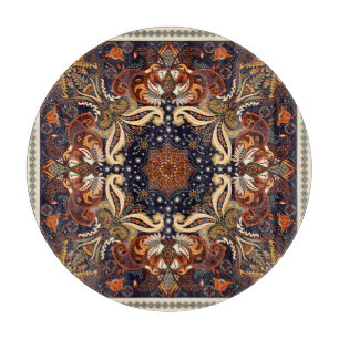 Floral shawl square ornament: Indian batik. Cutting Board