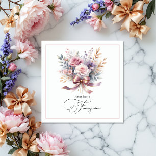 Floral “She’s a Fancy One” 1st Birthday Girl Party Napkin