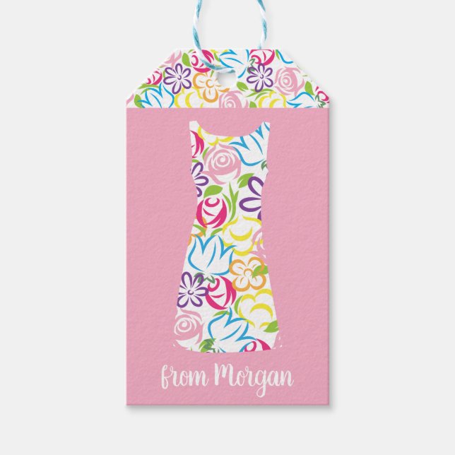 Floral Shift Dress Personalised Gift Tag (Front)