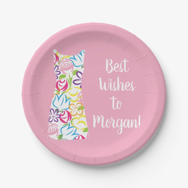 Floral Shift Dress Personalised Party Plates (Front)