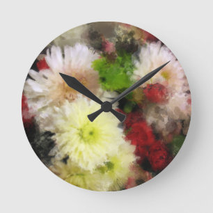Floral Shimmer Round Clock