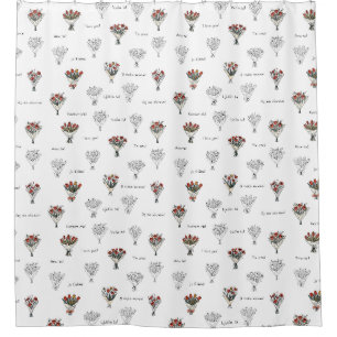 Floral Shower Curtain: Elegant Flower Bouquet Desi Curtain