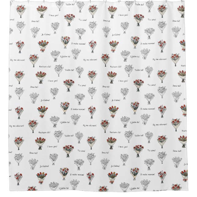 Floral Shower Curtain: Elegant Flower Bouquet Desi Shower Curtain (Front)