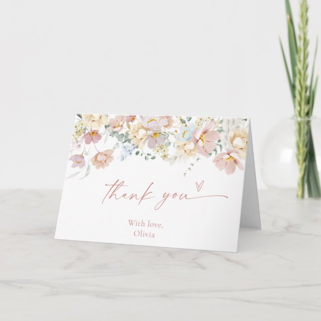 Floral Shower Thank You Card, Shower Wildflower (Front)