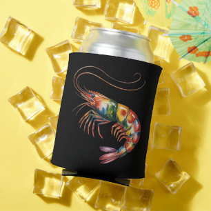 Floral Shrimp Art Custom Can Cooler
