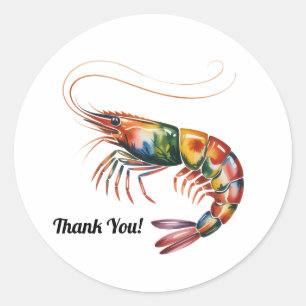Floral Shrimp Art Custom Classic Round Sticker