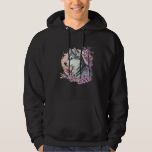 Floral Siberian Husky Cherry Blossom Dog Japanese Hoodie