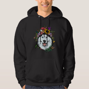 Floral Siberian Husky Dog Spring Nature Siberian H Hoodie