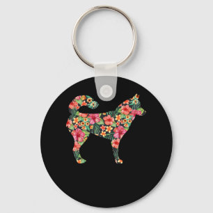 Floral siberian husky gift Lovely flower dog gift Key Ring