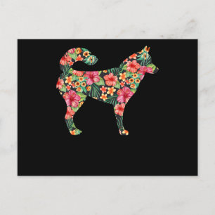Floral siberian husky gift Lovely flower dog gift Postcard