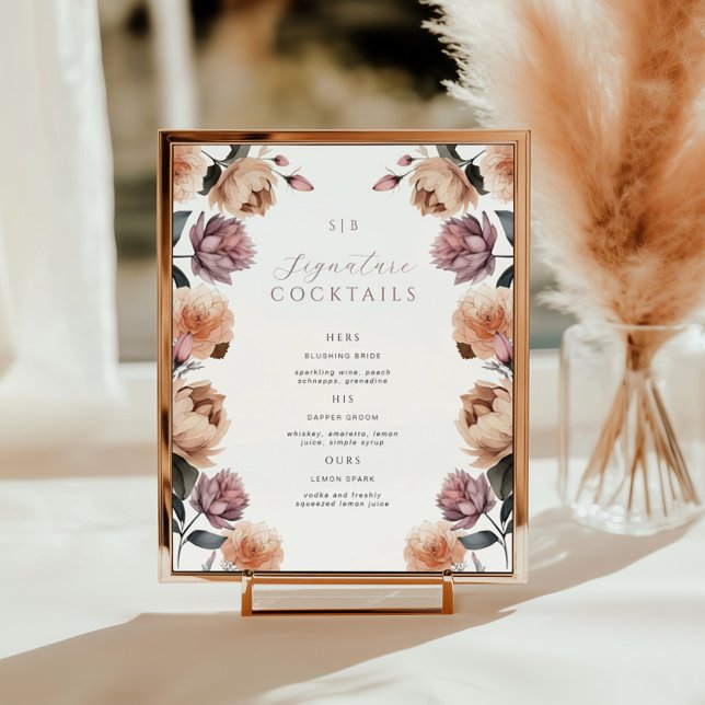 Floral Signature Cocktail Wedding Welcome Poster (Creator Uploaded)