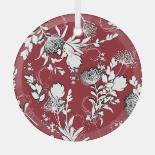 Floral silhouette, colourful botanical pattern. glass tree decoration