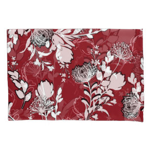 Floral silhouette, colourful botanical pattern. pillowcase