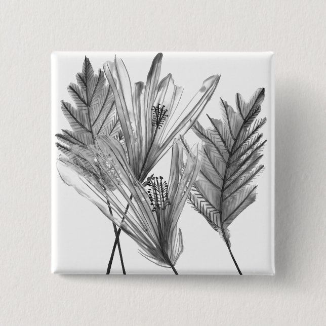 Floral Silhouette - Grey 15 Cm Square Badge (Front)