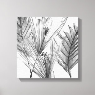 Floral Silhouette - Grey Canvas Print