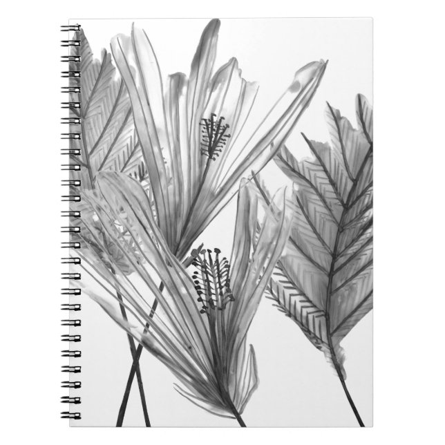 Floral Silhouette - Grey Notebook (Front)