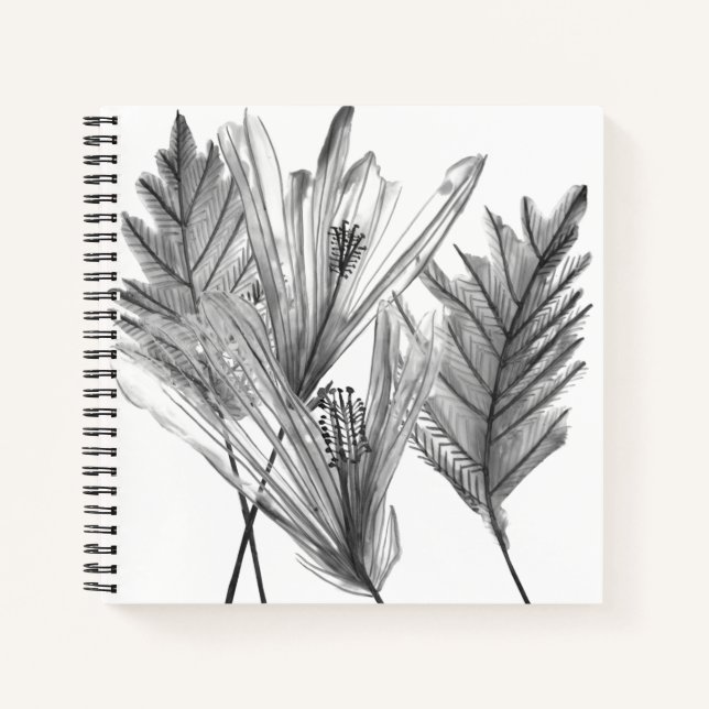 Floral Silhouette - Grey Notebook (Front)