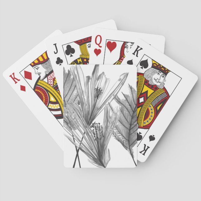 Floral Silhouette - Grey Playing Cards (Back)