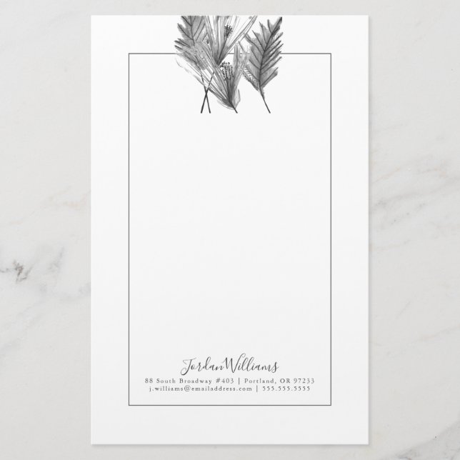 Floral Silhouette - Grey Stationery (Front)
