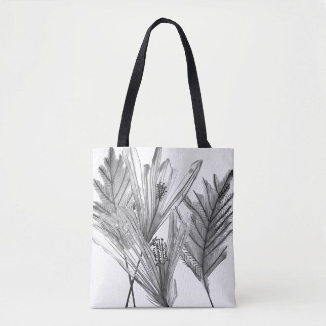 Floral Silhouette - Grey Tote Bag (Front)