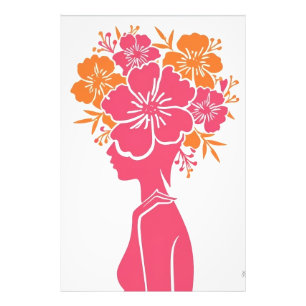 Floral Silhouette Minimalist Wall Art & Poster