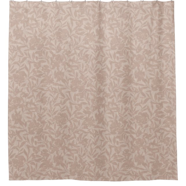 Floral silhouettes mocha mousse warm tan shower curtain (Front)