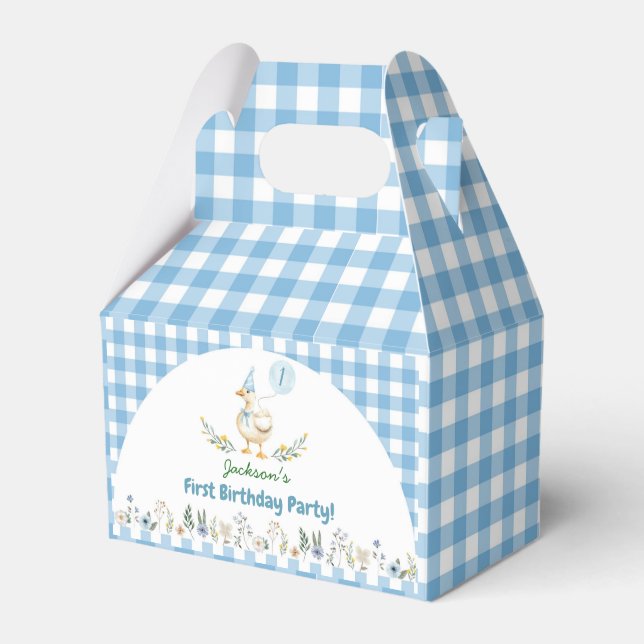 Floral Silly Goose Blue Birthday Thank You  Favour Box (Front Side)