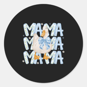 Floral Silly Goose Boho Mama Mom Farm Duck Animal Classic Round Sticker