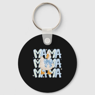 Floral Silly Goose Boho Mama Mom Farm Duck Animal  Key Ring