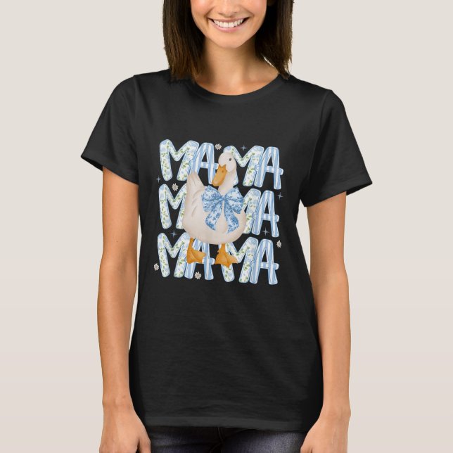 Floral Silly Goose Boho Mama Mum Farm Duck Animal  T-Shirt (Front)