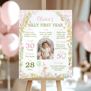 Floral Silly Goose First Year Photo Milestone Poster