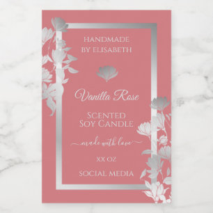 Floral Silver and Pink Product Packaging Labels &
