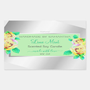 Floral Silver Light Green Product Packaging Labels