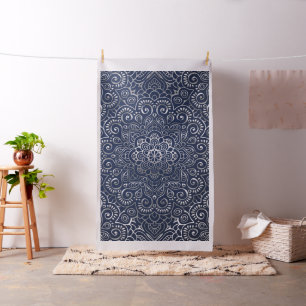 Floral Silver Mandala Fabric