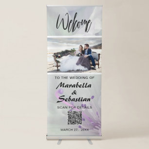 *~* Floral Simple Azalea QR code Wedding Welcome Retractable Banner