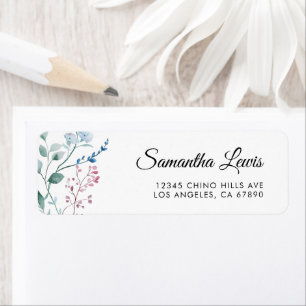 Floral Simple Elegant Script Return Address Label