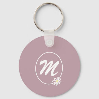 Floral simple monogram keychain